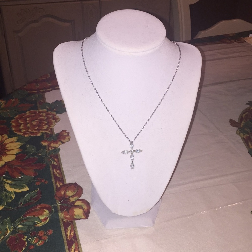 Sky Blue Topaz Cross Necklace